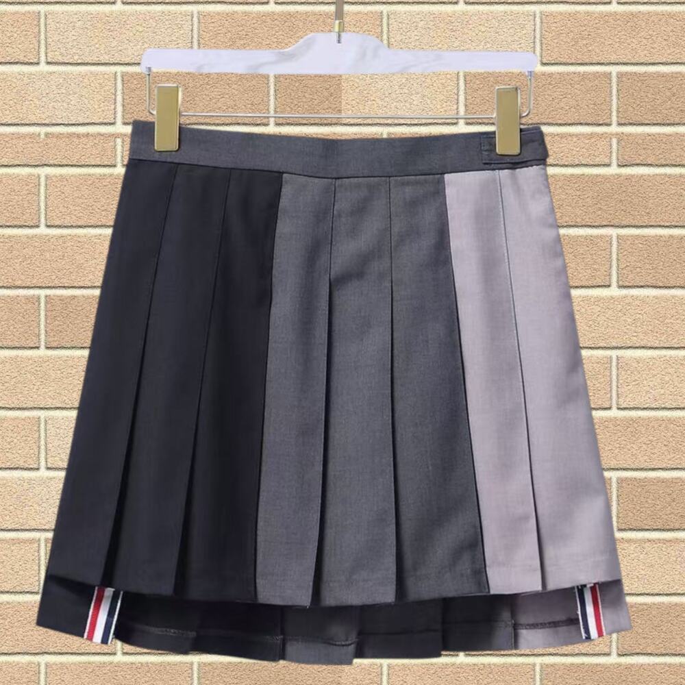 Thom Browne Black and Gray Pleated Skirt
